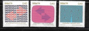 Brazil 1974 Communications Press Radio Television Sc 1338-1340 MNH A2882