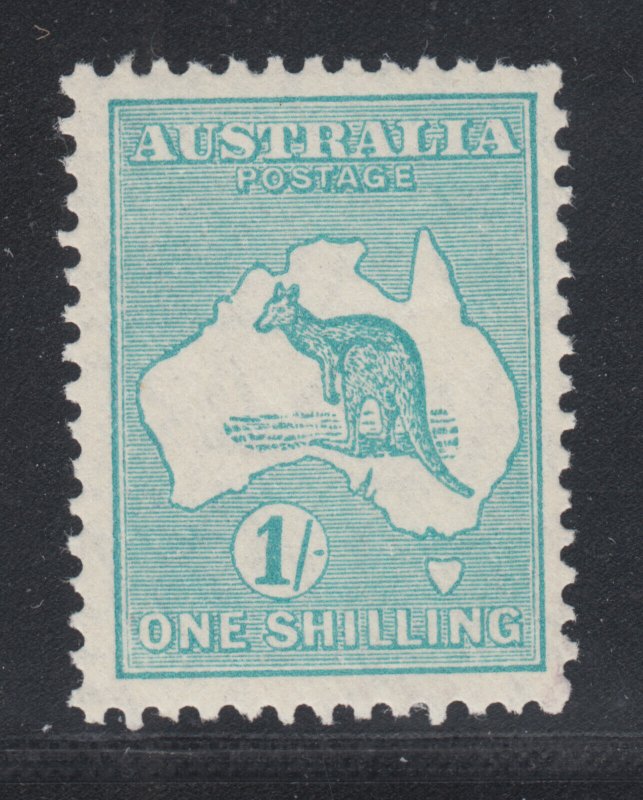 Australia Sc 98  MLH. 1929 1sh blue green Kangaroo, fresh, V LH.