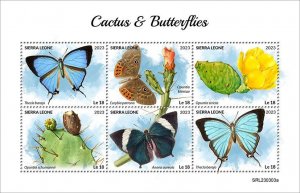 SIERRA LEONE - 2023 - Cactus & Butterflies - Perf 6v Sheet - Mint Never Hinged