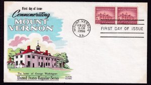 1956 Mount Vernon Sc 1032 FDC LIberty Issue with Fluegel cachet (WF