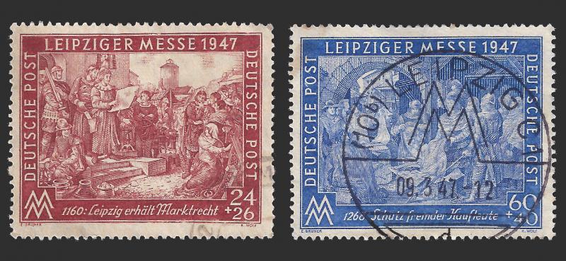 Germany 1947 Allied Occupation, Sc B296-97 Leipzig Fair UVF