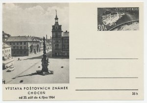 Postal stationery Czechoslovakia 1964 Chocen - Square - Statue - 