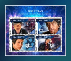 MALDIVES - 2016 - Bob Dylan - Perf 4v Sheet - Mint Never Hinged