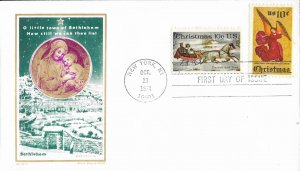 1974 FDC, #1550-1551, 10c Christmas, Jackson