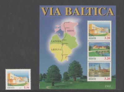 Estonia Sc 288-9 1995 Via Baltica stamp & sheet mint NH