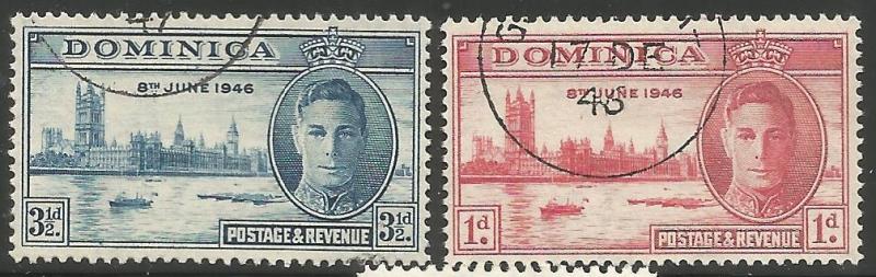 DOMINICA 112-113, USED,  KING GEORGE VI & PARLIAMENT BUILDINGS, LONDON