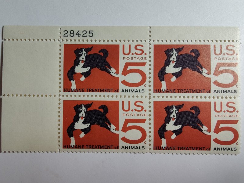 SCOTT #1307 HUMANE TREATMENT OF ANIMALS PLATE BLOCK # 28425 UL MINT NEVER HINGED