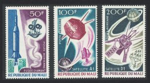 Mali French Space Rockets and Satellites 3v 1967 MNH SG#141-143