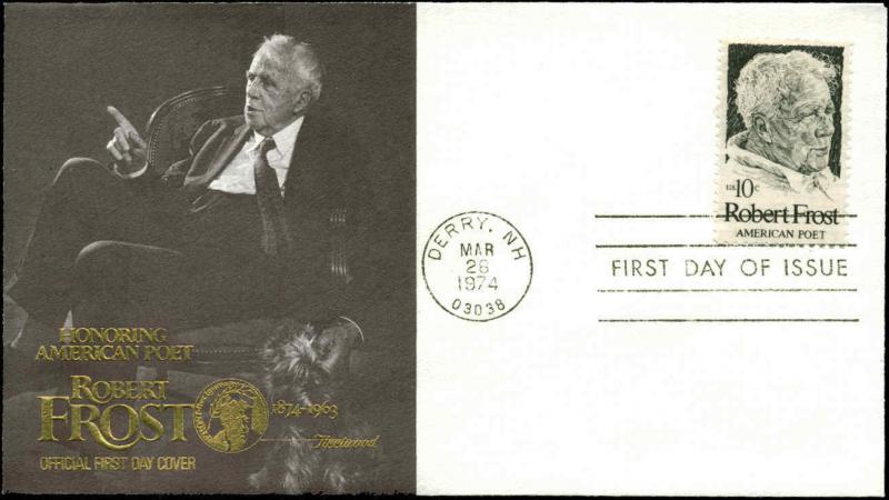 US FDC #1526 Fleetwood #7 Cachet Derby, NH  Robert Frost