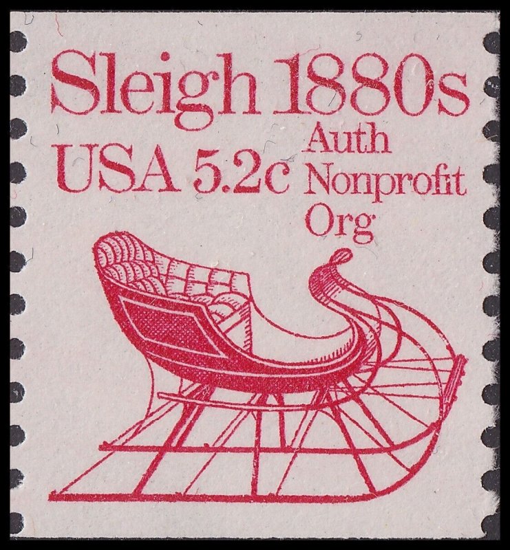 US 1900 Transportation Sleigh 1880s 5.2c coil single (1 stamp) MNH 1983 