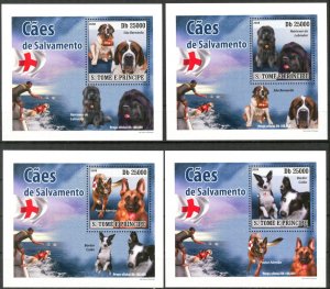 {025} Sao Tome & Principe 2008 Dogs 4 S/S Deluxe MNH**