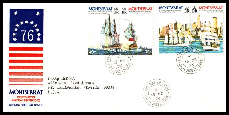 Montserrat 359-362a Sailboats Typed FDC