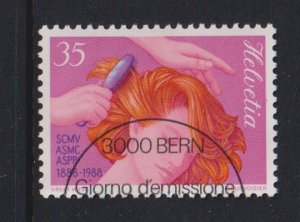 Switzerland  #818  used 1988 hairdressers association 35c