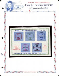 Guernsey Alderney Stamp Collection on 3 White Ace Pages, John Kennedy