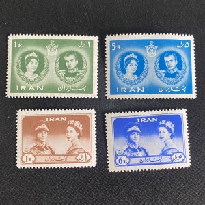 IRAN Stamps MNH 1960 Royal Wedding Mohammad Reza Shah Pahlavi + Queen Elizabeth
