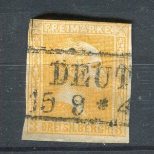 GERMANY PRUSSIA; 1858 classic Friedrich Imperf issue used 3sgr. value Postmark