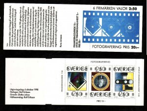 Sweden-Sc #1844a-complete booklet-unused NH-Photography-Cameras-1990-