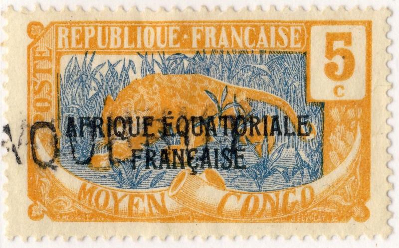 MOYEN CONGO - ca.1924 griffe PAQUEBOT sur Yv.75/Mi.28 5c Panther - TB