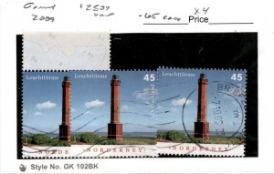 Germany, Postage Stamp, #2537 (3 Ea) Used, 2009 Lighthouse (AB)