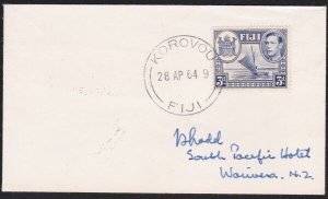 FIJI 1964 cover to New Zealand -  KOROVOU cds..............................B2898