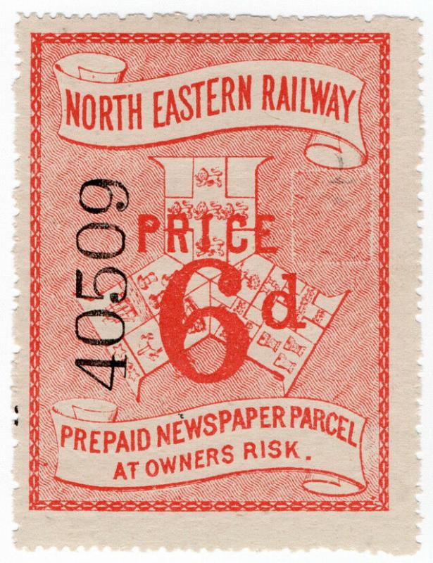 (I.B) North Eastern Railway : Prepaid Newspaper Parcel 6d