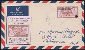 TOKELAU IS 1956 1/- OVERPRINT FDC, Nukunono cds............................A8735