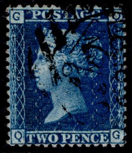 GB QV SG45, 2d blue plate 9, FINE USED. Cat £15. QG