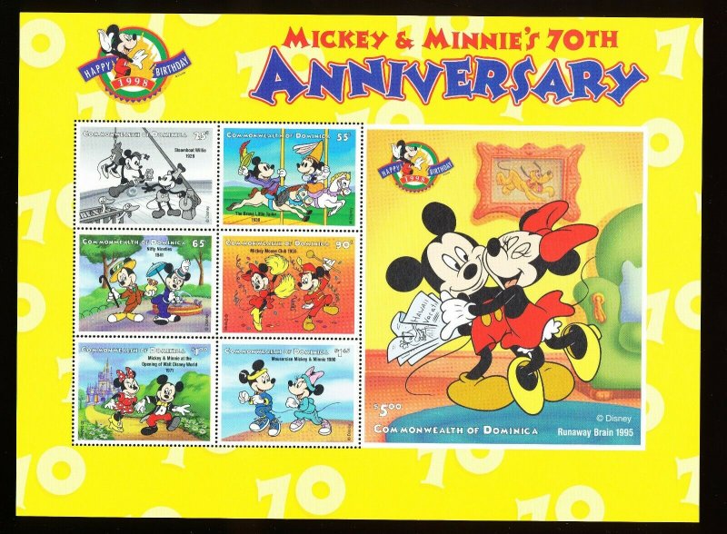 DOMINICA - Scott 2060A-G & 2061-2 - VFMNH - DISNEY - Mickey Minnie Mouse  - 1998 