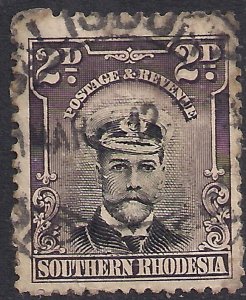 Southern Rhodesia 1924 - 29 KGV 2d Black & Purple Grey used SG 4 ( R629 )