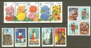 US Scott # 2969-73 /2973a, 2993-97 /2997a, & 3004-07 /1995 Booklet  Issues