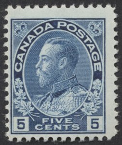 Canada #111 5c George V Admiral Mint OG Fine NH