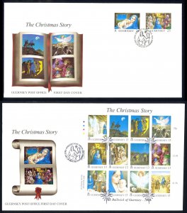 Guernsey Sc# 581-583 FDC Lot/2 Souvenir Sheet 1996 Christmas