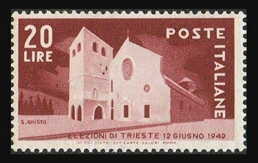 Italy 521,hinged.Michel 779. Trieste election,1949.Basilica of St Just,Trieste.