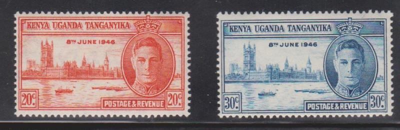 KENYA UGANDA & TANGANYIKA Scott # 90-1 MH - King George VI Peace Set