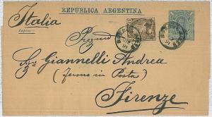 37349  - ARGENTINA - NEWSPAPER WRAPPER  with added stamps - to ITALY - 1891