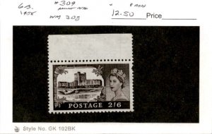 Great Britain, Postage Stamp, #309 Mint NH, 1955 Queen Elizabeth (AB)