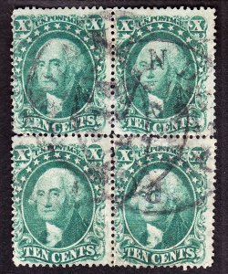 US 32 & 33 10c Washington Used Block of 4 F-VF appr SCV $3500