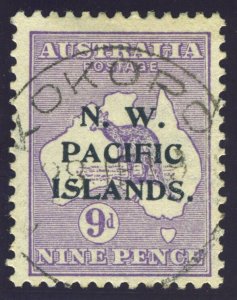 New Guinea 1915 KGV Roo 9d violet (Type B ovpt) very fine used. SG 79. Sc 5.