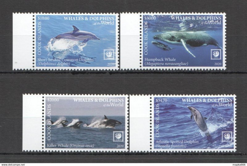 2020 Cook Islands Whales & Dolphins !!! Sale Marine Life Fauna Set ** Nw718