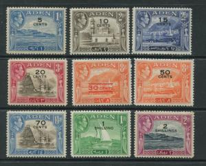 ADEN - Scott 36-44 - Surcharge Issue - 1951 - MNH - Short Set of  Stamps