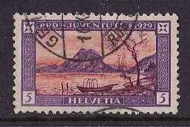 Switzerland   #B49  used  1929  pro juventute 5c Lake Lugano and Mt Salvatore