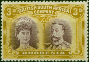 Rhodesia 1910 3d Purple & Ochre SG134 V.F & Fresh LMM