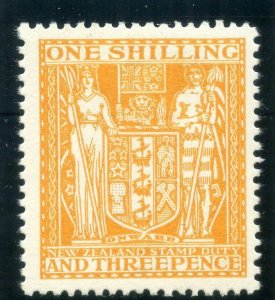 New Zealand 1931 Arms Postal Fiscal 1s3d orange-yellow MLH. SG F146. Sc AR47.