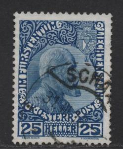 $Liechtenstein Sc#3 used, VF, top value, Cv. $55