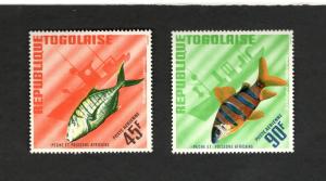 Scarce - 1967 Togo Togolaise #C61-62 Air Mail - Tropical Fish - MH stamps