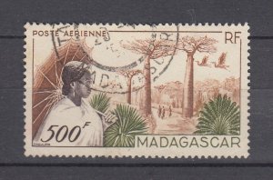 J45949 JL Stamps 1952 madagascar used #c56 airplane