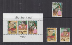 NETHERLANDS ANTILLES, 1983 Child Welfare set of 3 & Souvenir Sheet, mnh. 