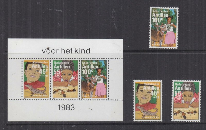 NETHERLANDS ANTILLES, 1983 Child Welfare set of 3 & Souvenir Sheet, mnh. 