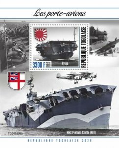 Togo Ships Stamps 2020 MNH Aircraft Carriers Ryujo HMS Pretoria Castle 1v S/S