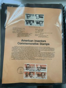 USPS Souvenir Page Scott 2055-2058, 1983 American inventors stamps